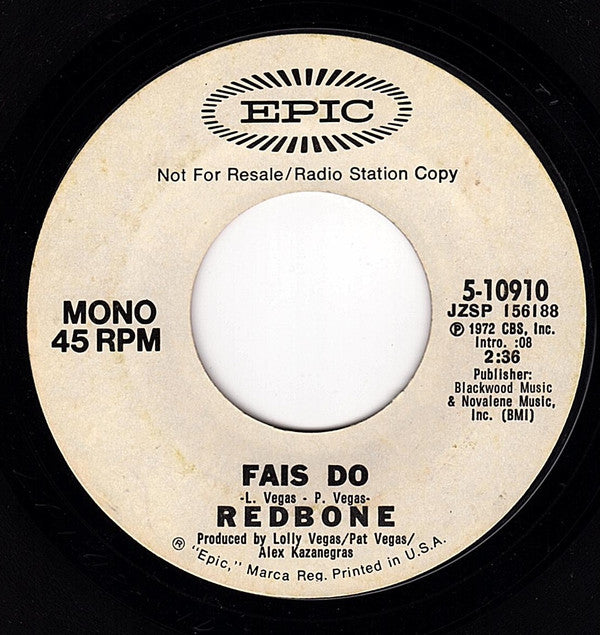 Redbone : Fais Do (7", Mono, Promo)