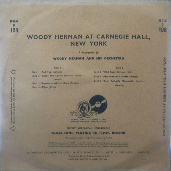 Woody Herman And His Orchestra : Woody Herman At Carnegie Hall, New York (10", Mono)