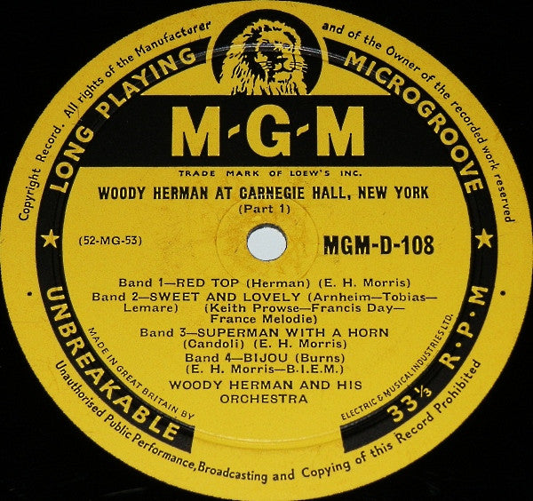 Woody Herman And His Orchestra : Woody Herman At Carnegie Hall, New York (10", Mono)
