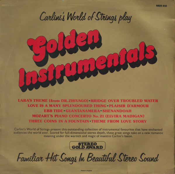 Carlini's World Of Strings : Golden Instrumentals (LP, Comp)