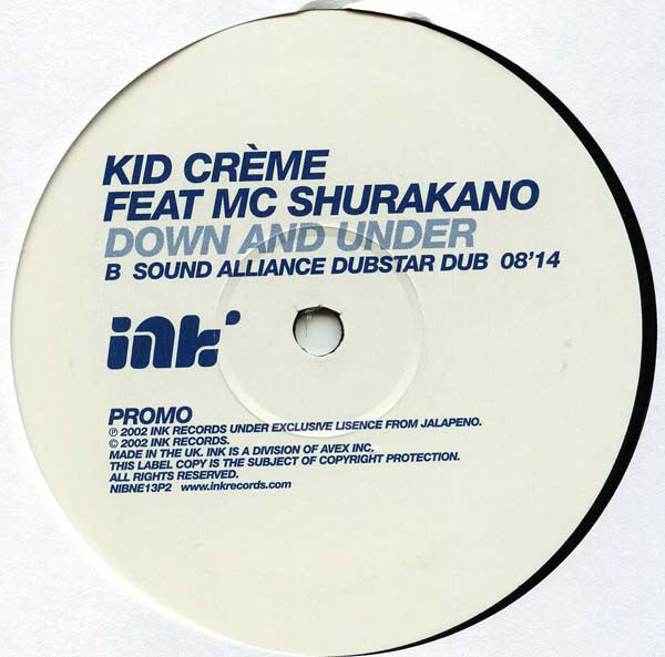 Kid Crème Feat MC Shurakano : Down And Under (12", Promo)