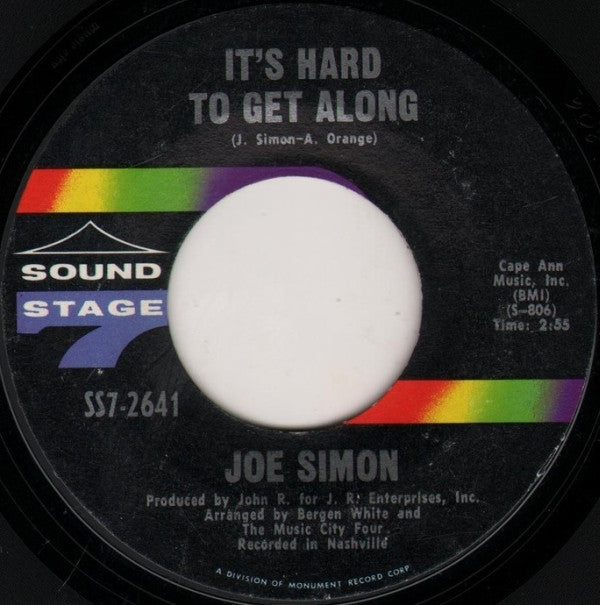 Joe Simon : It's Hard To Get Along / San Francisco Is A Lonely Town (7", Single)