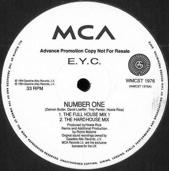 E.Y.C. : Number One (12", Promo)
