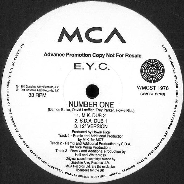 E.Y.C. : Number One (12", Promo)