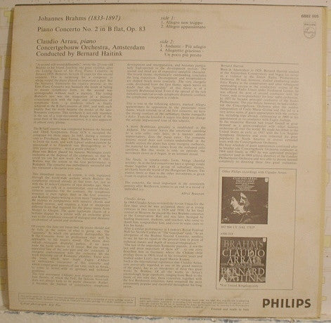 Johannes Brahms - Claudio Arrau, Concertgebouworkest, Bernard Haitink : Klavierkonzert Nr. 2 (LP)
