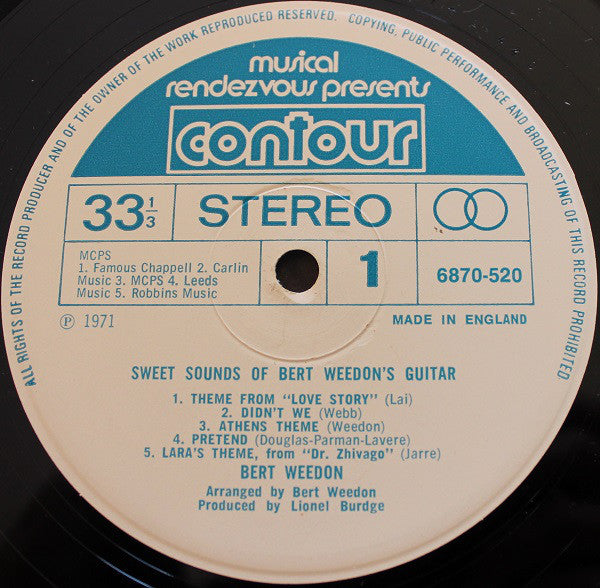 Bert Weedon : Sweet Sounds Of Bert Weedon's Guitar (LP)