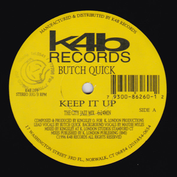 Butch Quick : Keep It Up (2x12")