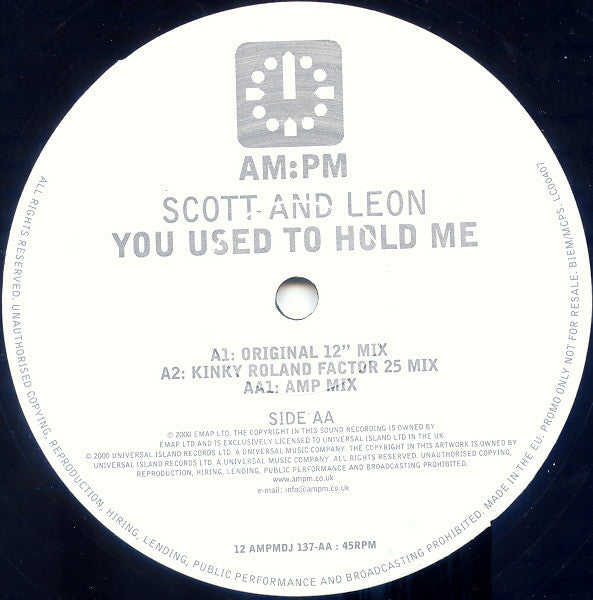 Scott & Leon : You Used To Hold Me (12", Promo)