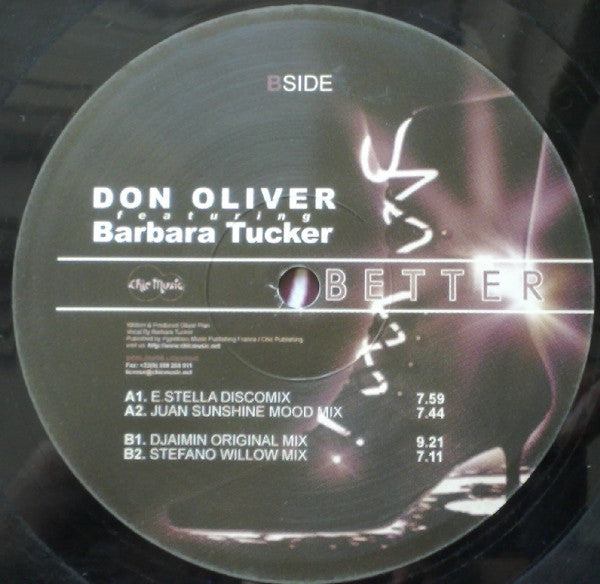 Don Oliver Featuring Barbara Tucker : Better (12")