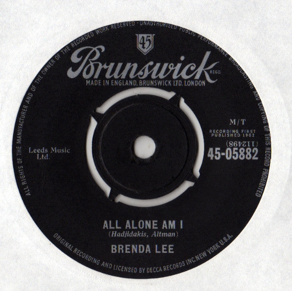 Brenda Lee : All Alone Am I (7", Single)