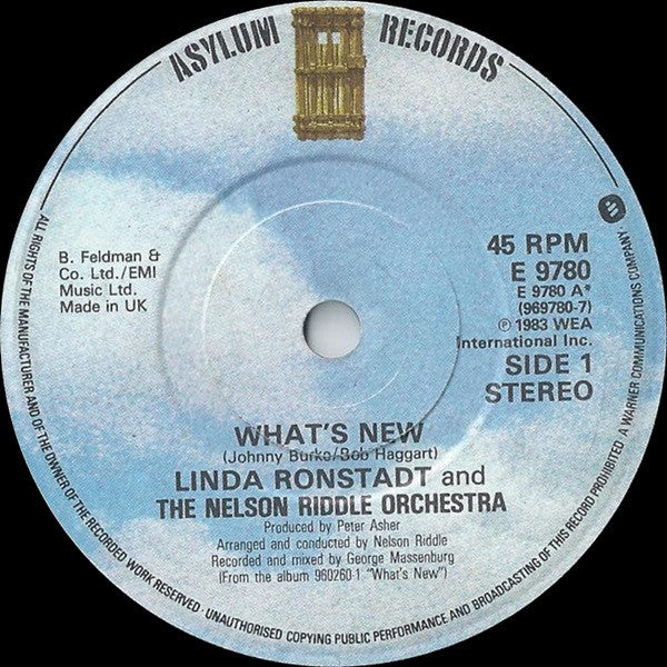 Linda Ronstadt & Nelson Riddle And His Orchestra : What's New (7")