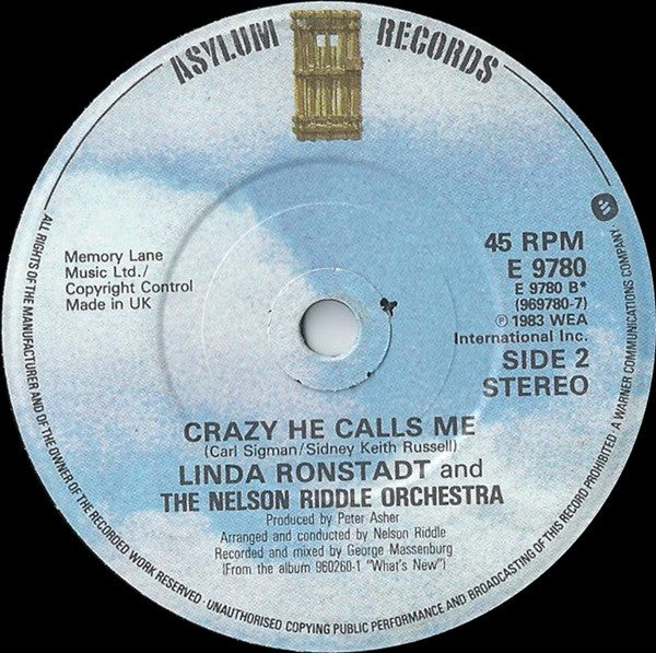 Linda Ronstadt & Nelson Riddle And His Orchestra : What's New (7")