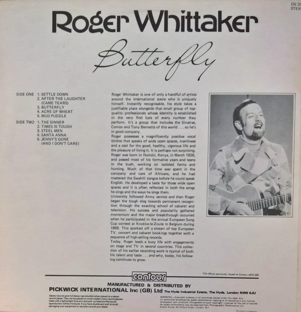 Roger Whittaker : Butterfly (LP, RE, Whi)