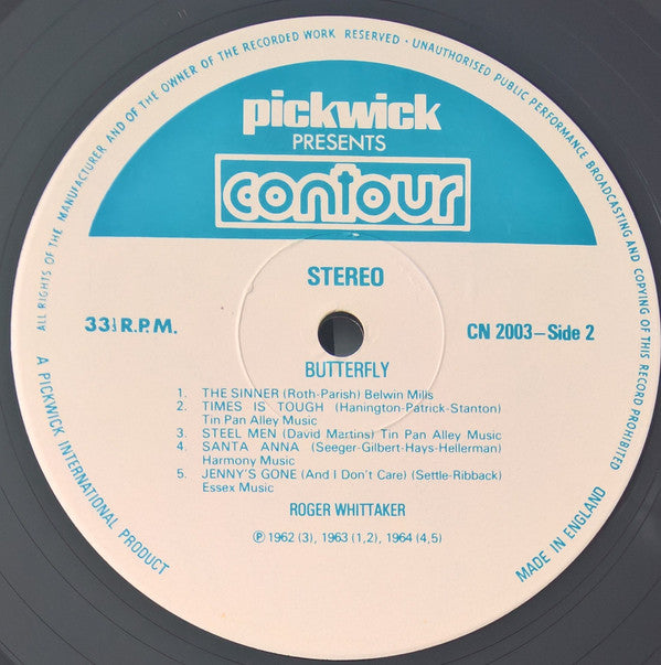 Roger Whittaker : Butterfly (LP, RE, Whi)