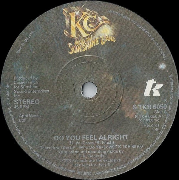 KC & The Sunshine Band : Do You Feel Alright (7")