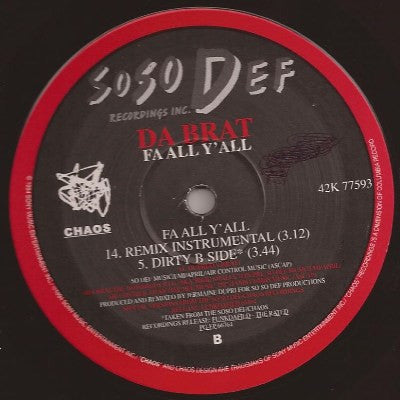 Da Brat : Fa All Y'All (12")