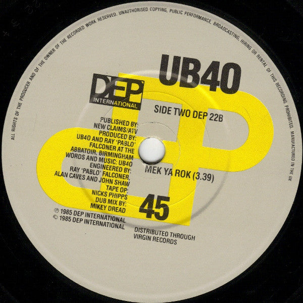 UB40 : Don't Break My Heart (7", Single)