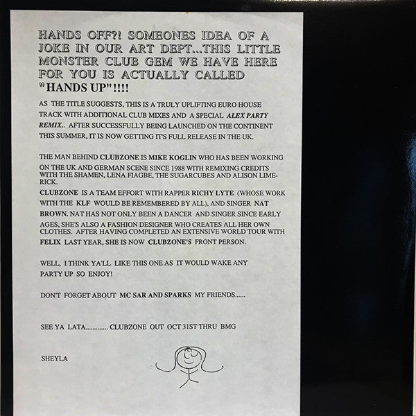 Clubzone : Hands Off (12", Promo)