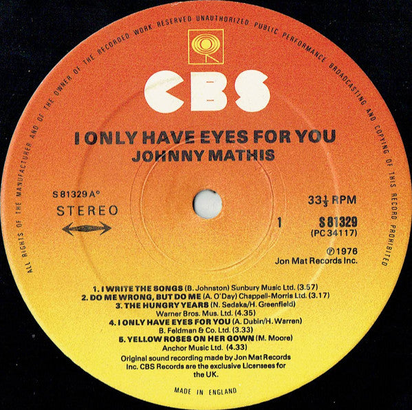 Johnny Mathis : I Only Have Eyes For You (LP, Album)