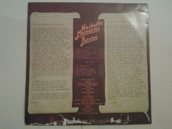 Patrice (20) : Nashville Memories (LP, Album)