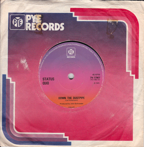 Status Quo : Down The Dustpipe (7", Single, RE, Sol)