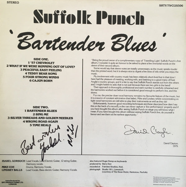 Suffolk Punch : Bartender Blues (LP, Album)