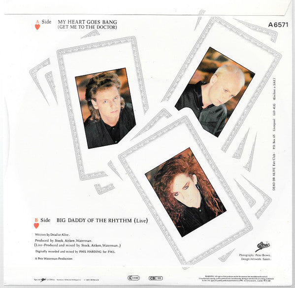 Dead Or Alive : My Heart Goes Bang (Get Me To The Doctor) (7", Single, Mat)