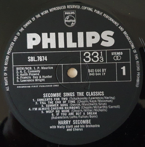 Harry Secombe With Wally Stott And His Orchestra And Chorus : Secombe Sings The Classics (LP, Album)