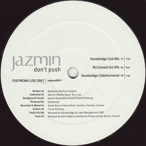 Jazmin (2) : Don't Push (12", Promo)
