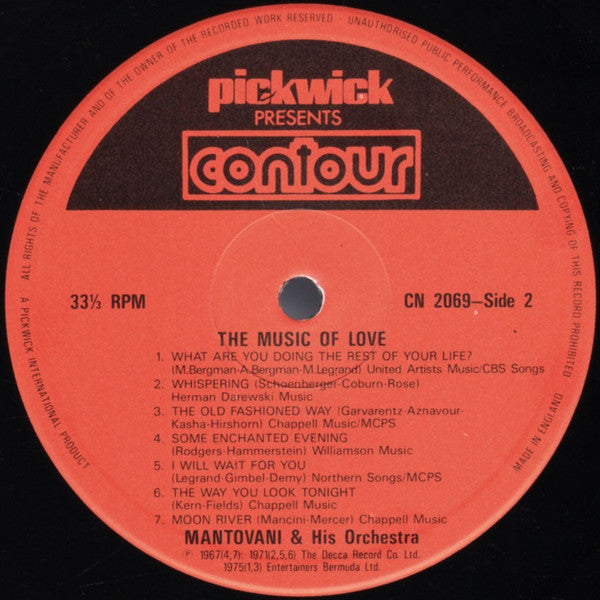 Mantovani And His Orchestra : The Music Of Love (LP, Comp)