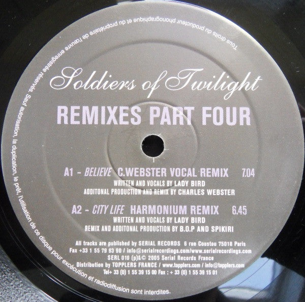 Soldiers Of Twilight : Remixes Part 4 (12")