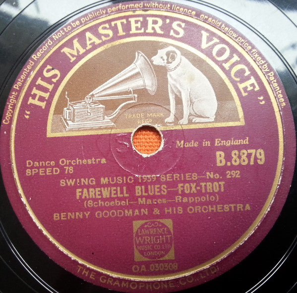 Benny Goodman And His Orchestra : Bach Goes To Town / Farewell Blues (Shellac, 10", RP, ST)