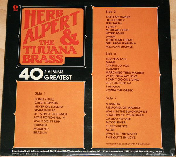Herb Alpert & The Tijuana Brass : 40 Greatest (2xLP, Comp)