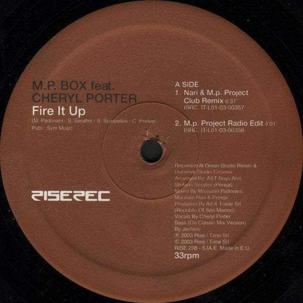 Massimo Padovani Feat. Cheryl Porter : Fire It Up (12")