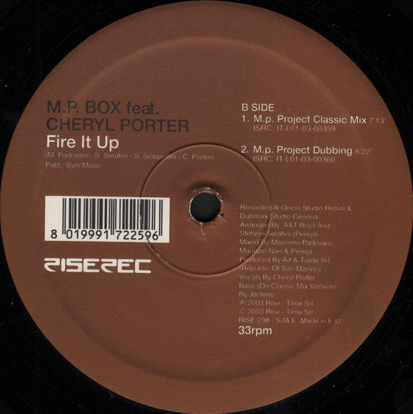 Massimo Padovani Feat. Cheryl Porter : Fire It Up (12")