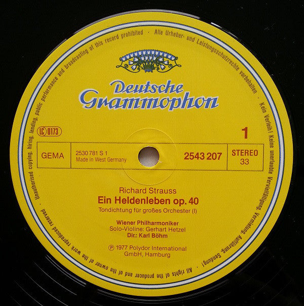 Wiener Philharmoniker, Gerhart Hetzel, Karl Böhm, Richard Strauss : Ein Heldenleben (LP)