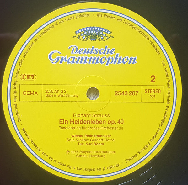 Wiener Philharmoniker, Gerhart Hetzel, Karl Böhm, Richard Strauss : Ein Heldenleben (LP)