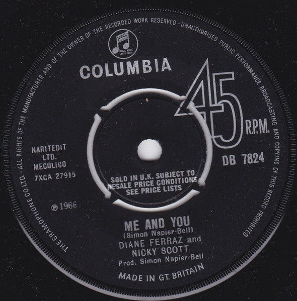 Diane Ferraz And Nicky Scott (2) : Me And You (7")