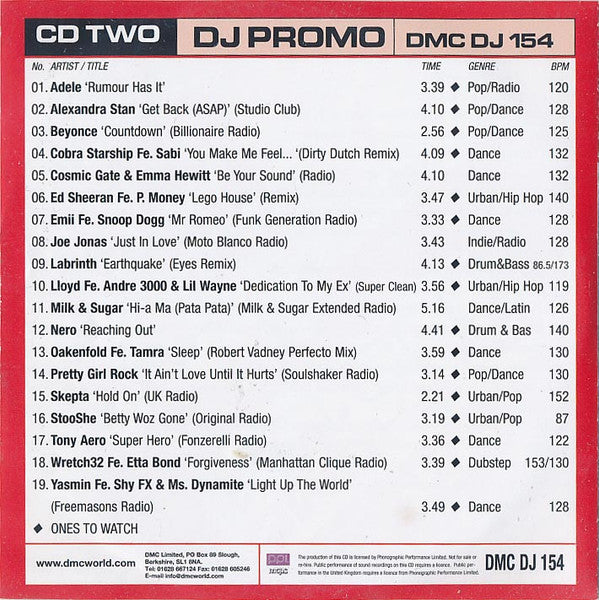 Various : DMC DJ Promo DJ 154 (2xCD, Comp, Promo)