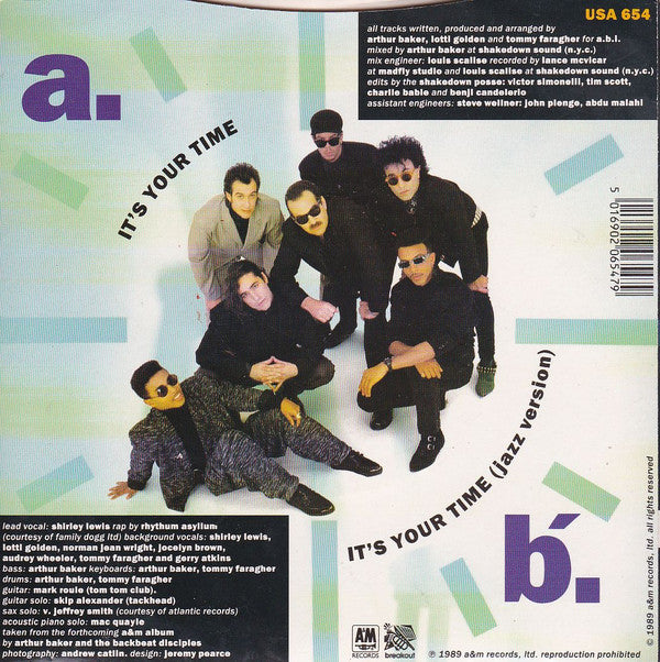 Arthur Baker And The Backbeat Disciples Featuring Shirley Lewis : It's Your Time (7", Single, Pap)