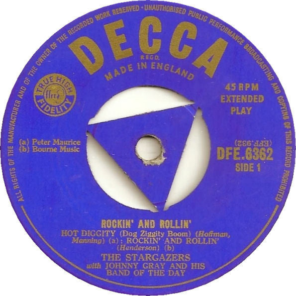 The Stargazers With Johnnie Gray And His Band Of The Day : Rockin' & Rollin' (7", EP)