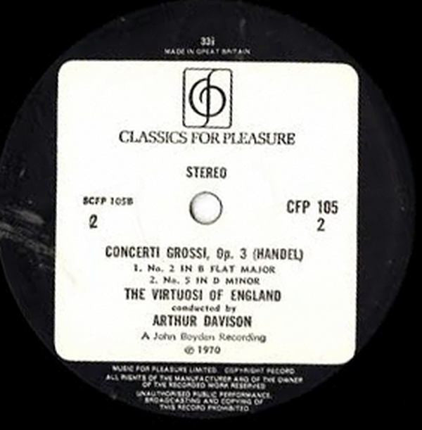 Georg Friedrich Händel, The Wind Virtuosi Of England / The Virtuosi Of England / Arthur Davison : Music For The Royal Fireworks (LP)