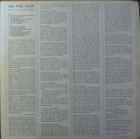 Packie Byrne & Bonnie Shaljean : The Half Door (LP, Album)