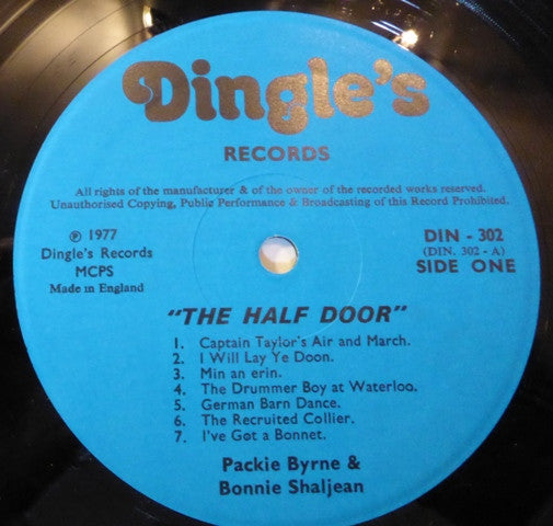 Packie Byrne & Bonnie Shaljean : The Half Door (LP, Album)