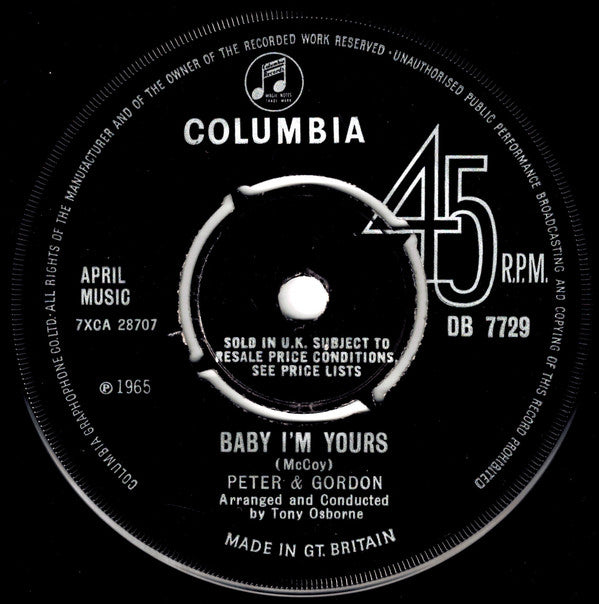 Peter & Gordon : Baby I'm Yours (7", Single)