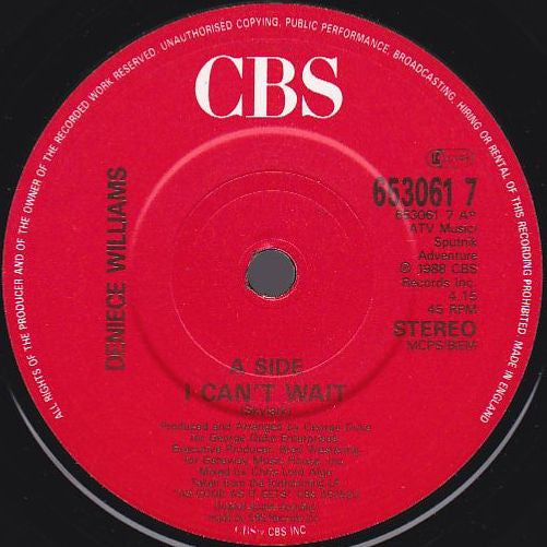 Deniece Williams : I Can't Wait (7", Single)