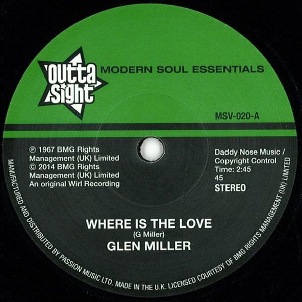 Glen Miller : Where Is The Love / Funky Broadway (7", RE)