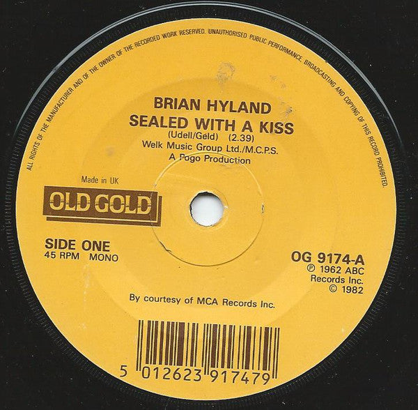 Brian Hyland : Sealed With A Kiss (7")