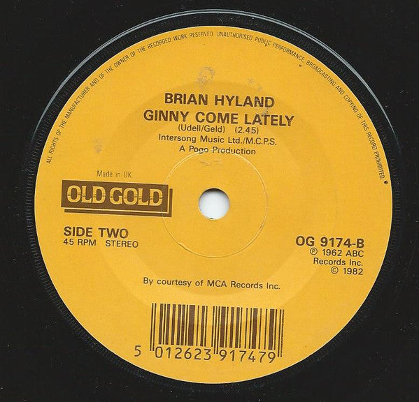 Brian Hyland : Sealed With A Kiss (7")