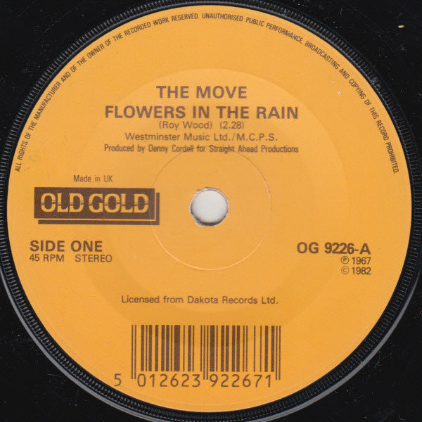 The Move : Flowers In The Rain (7", Mono)